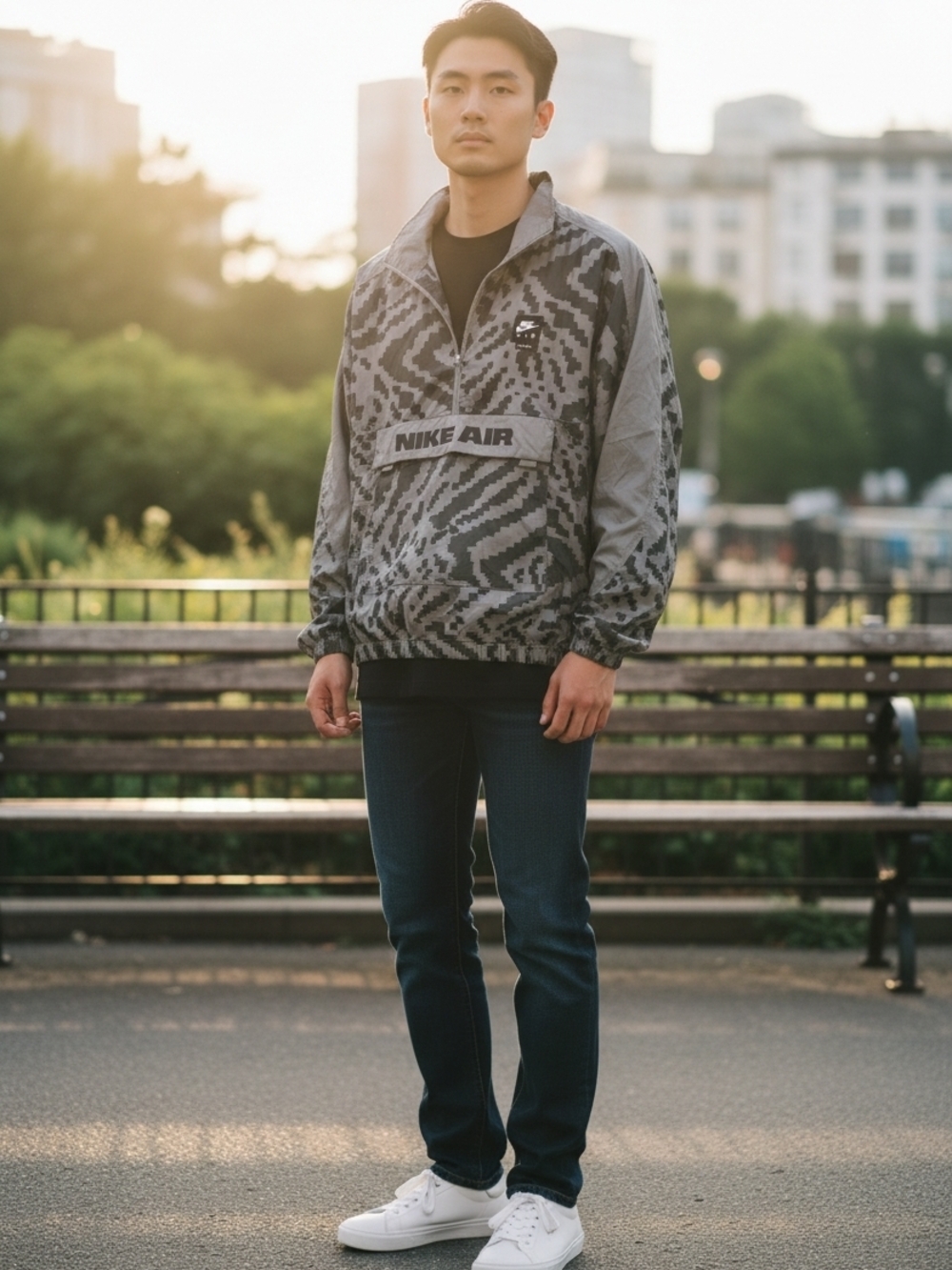 Nike Air Gray Pixel Camo Windbreaker Pullover - Picture 3 of 7